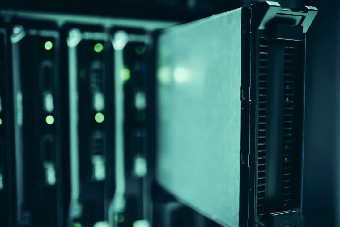 Server racks in a data centre, illustrating general-purpose AI models covered by the EU AI Act code of practice
