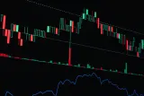 Candlestick price chart on a dark trading screen, illustrating the question of whether prediction markets are legal