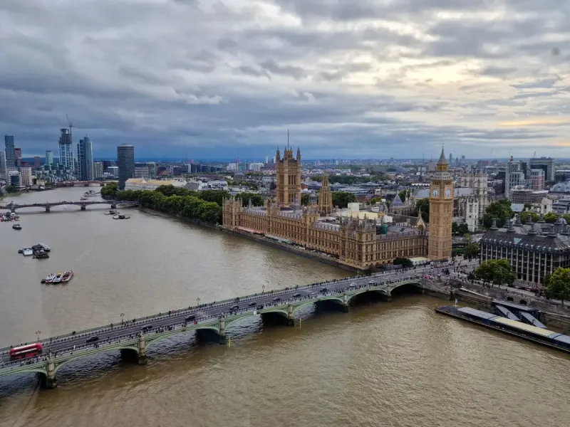 Aerial view of Big Ben and the Houses of Parliament at dusk, London: lawyers and advisers in the United Kingdom