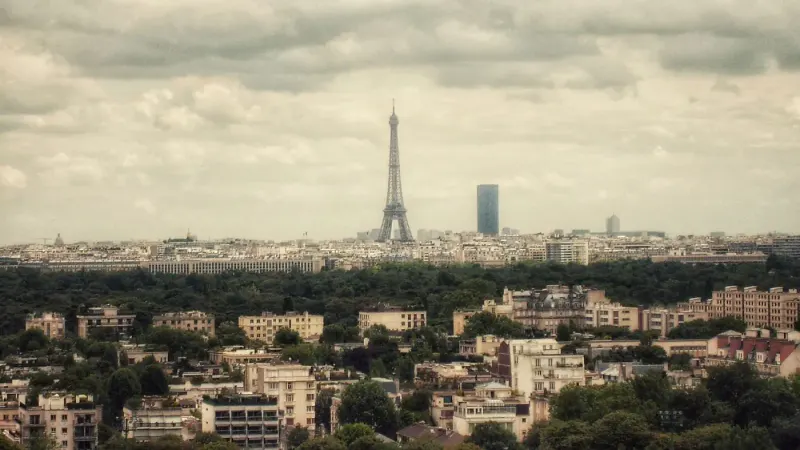 Aerial view of the Paris skyline with the Eiffel Tower, France: lawyers and advisers in France