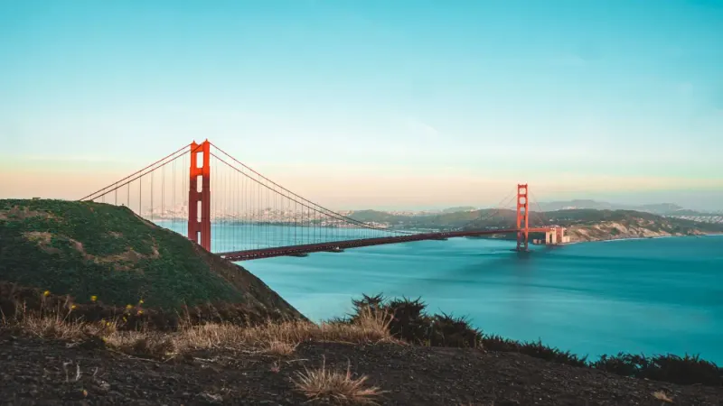 Golden Gate Bridge at sunset, San Francisco, California: intellectual property lawyers in California