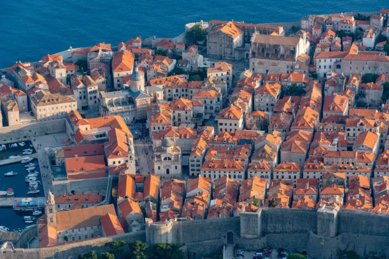 Aerial view of Dubrovnik's walled Old Town and red roofs on the Adriatic, Croatia: lawyers and advisers in Croatia