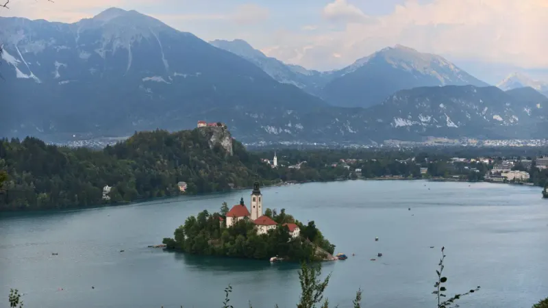 Lake Bled with its island church, Bled Castle and the Julian Alps, Slovenia: lawyers and advisers in Slovenia