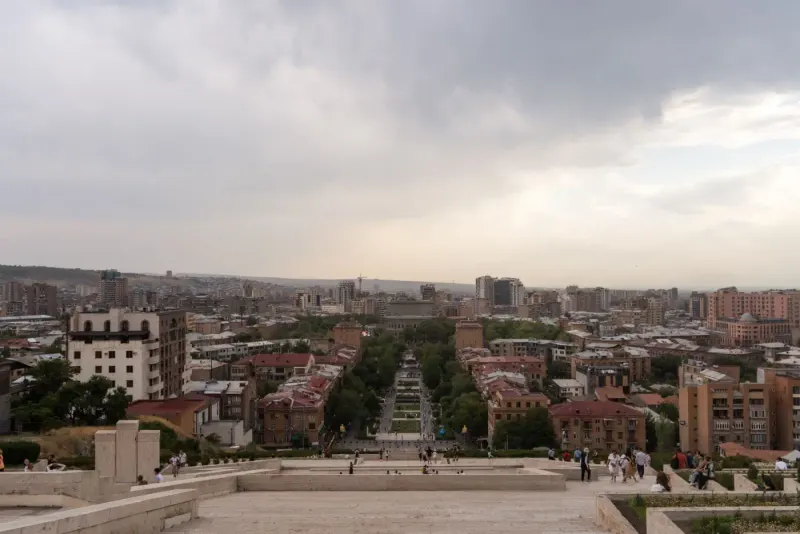 View over central Yerevan from the Cascade Complex, Armenia: lawyers and advisers in Armenia