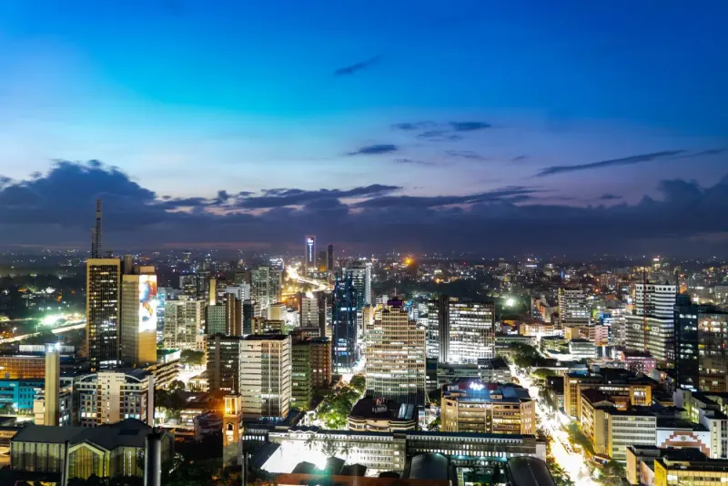 Nairobi skyline at dusk, Kenya: lawyers and advisers in Kenya