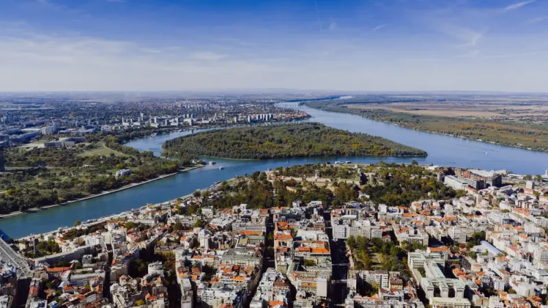 Aerial view of Belgrade and the Danube, Serbia: lawyers and advisers in Serbia