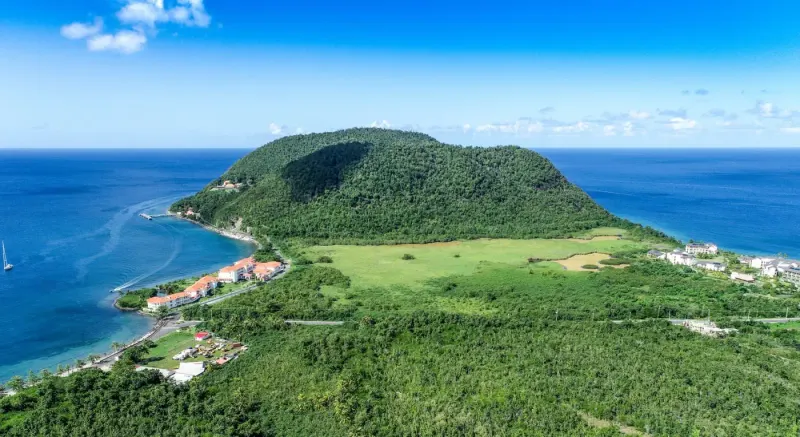 Aerial view of Cabrits National Park headland near Portsmouth, Dominica: lawyers and advisers in Dominica