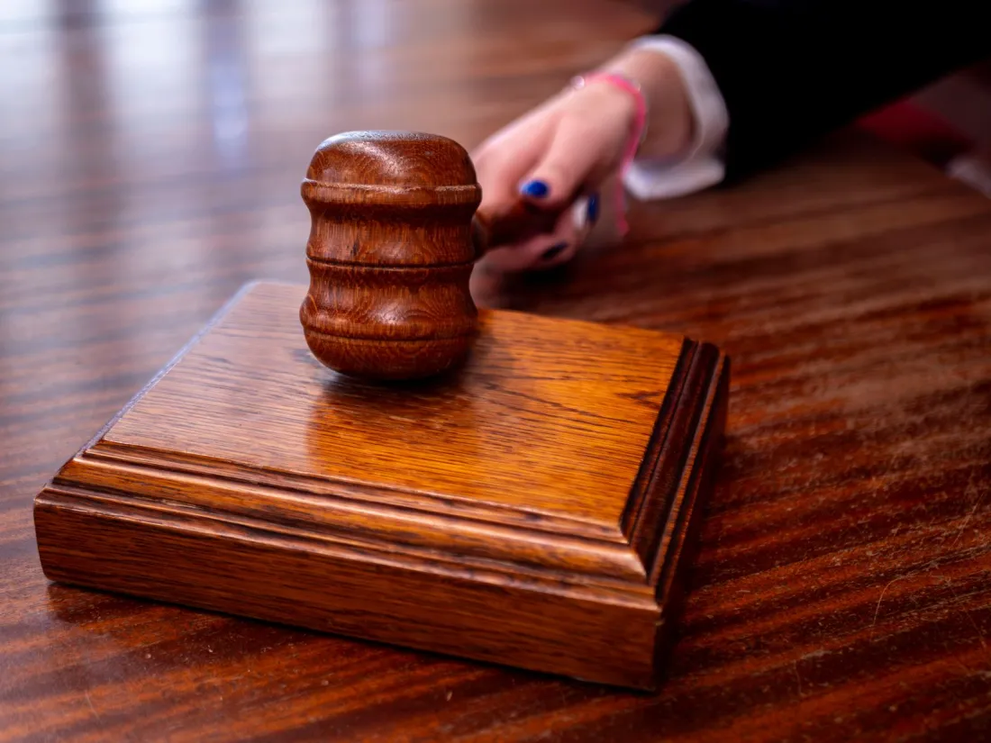 Wooden gavel on a sounding block, illustrating Meta's appeal against the $25bn New Mexico penalty