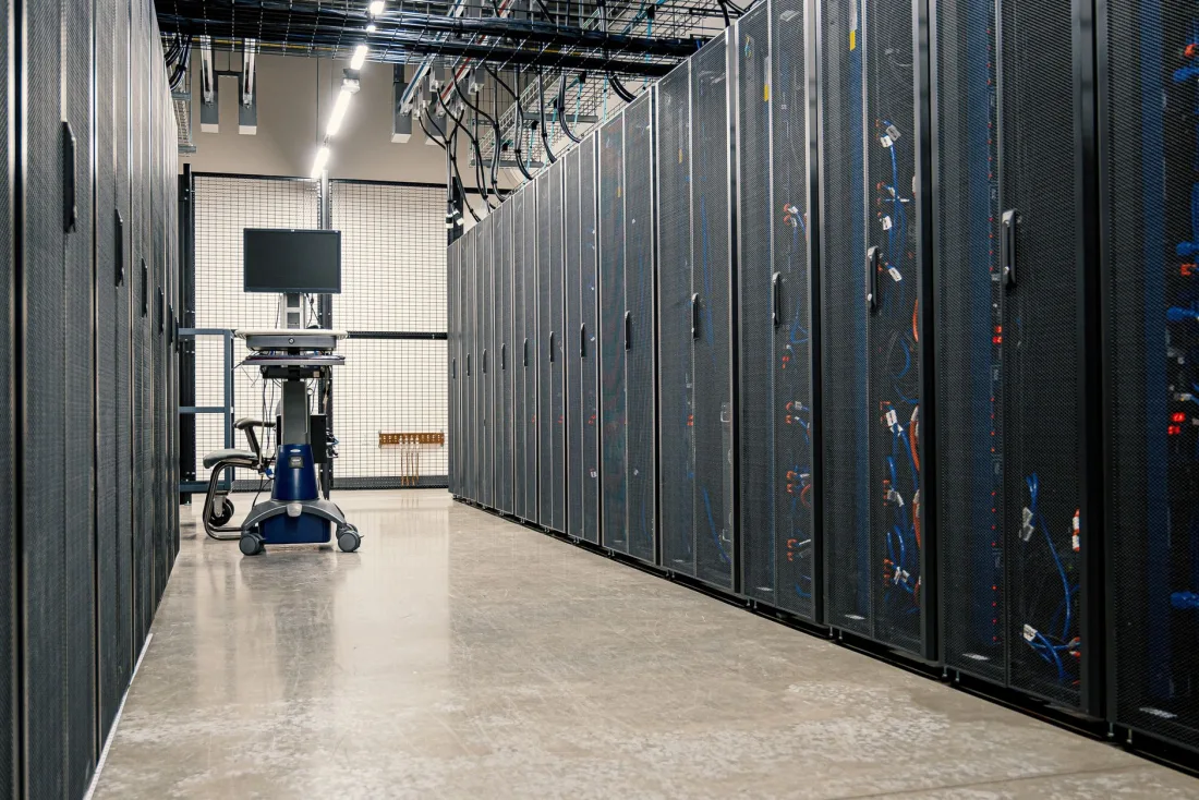 Server racks in a data centre storing location data subject to GDPR retention limits