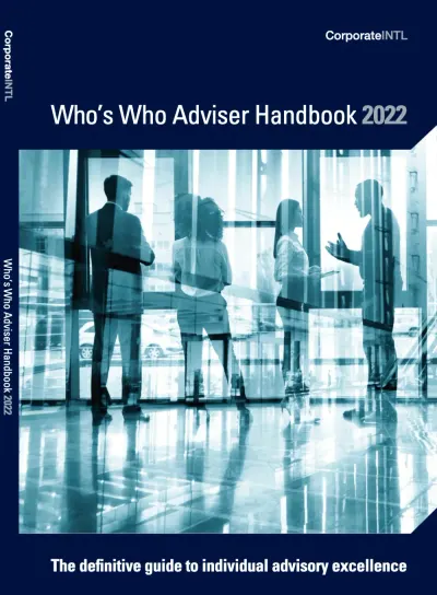 Cover of the Corporate INTL Who's Who Adviser Handbook 2022