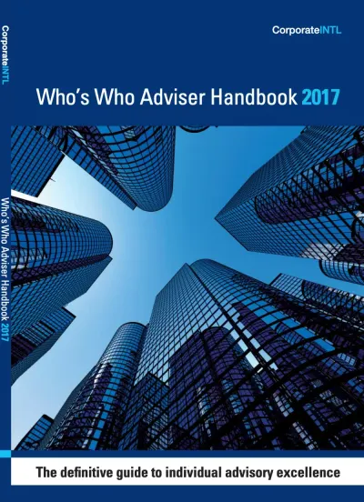 Cover of the Corporate INTL Who's Who Adviser Handbook 2017