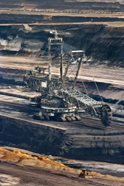 A giant bucket-wheel excavator working an open-cast coal mine, illustrating Germany's transition away from coal regions