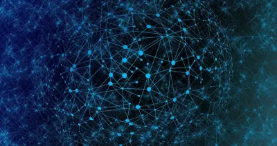 Abstract glowing network of blue connected nodes forming a sphere, illustrating how neuroscience can enhance marketing
